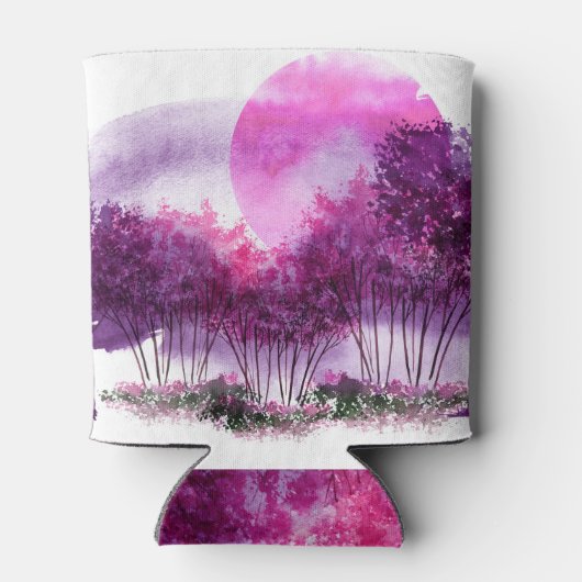 Roze Bomen: Waterverf Landschap Silhouet. Blikjeskoeler (Achterkant)