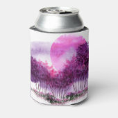 Roze Bomen: Waterverf Landschap Silhouet. Blikjeskoeler (Blikje Achterkant)