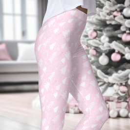 Roze Bomen Winter Kerstmis Leggings