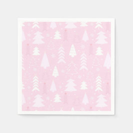 Roze Bomen Winter Kerstmis Papier Servetten