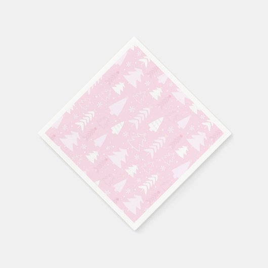 Roze Bomen Winter Kerstmis Papier Servetten (Hoek)