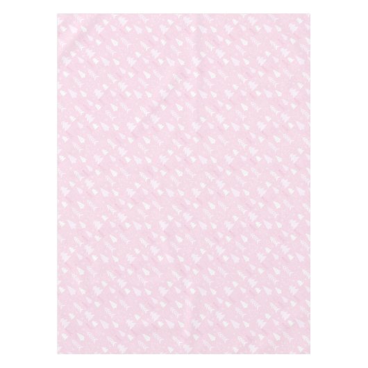 Roze Bomen Winter Kerstmis Tafelkleed (Voorkant)