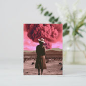 Roze bommelding  dystopie briefkaart (Staand voorkant)