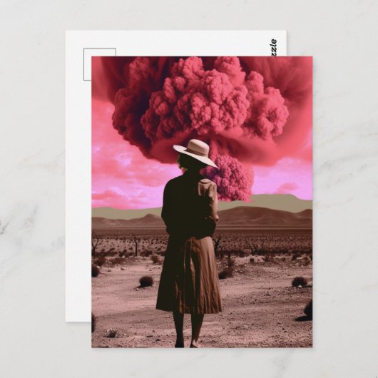 Roze bommelding  dystopie briefkaart (Voorkant / Achterkant)