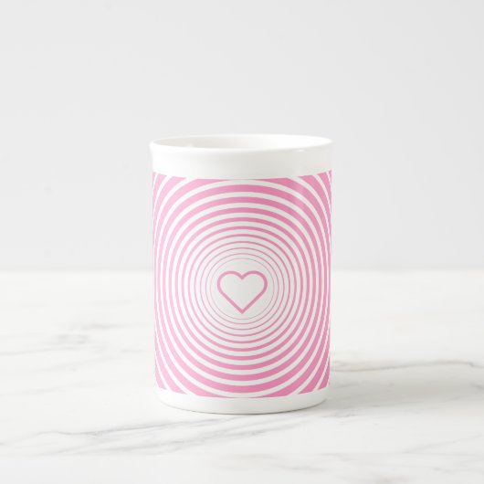 Roze Bone China Mok met Hart (Voorkant)