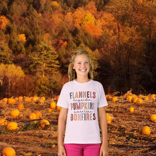 Roze Bonfire Girl & Pumpkin Patch Draag T-shirt