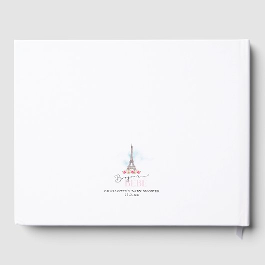 Roze Bonjour Bébé Eiffeltoren Baby shower Gastenboek (Achterkant)