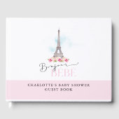 Roze Bonjour Bébé Eiffeltoren Baby shower Gastenboek (Voorkant)