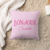 Roze Bonjour Bonne Nuit Kussenhoes Kussen (Deken)