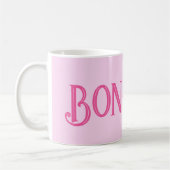 Roze Bonjour Pastel Roze Koffie Mok (Links)