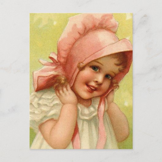  Roze Bonnet Girl Briefkaart (Voorkant)
