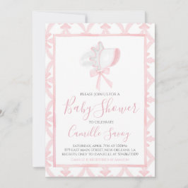 Roze Bonnet Meisje Baby shower Preppy Southern Kaart