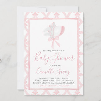 Roze Bonnet Meisje Baby shower Preppy Southern Kaart