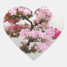 Roze Bonsai-boom Hart Sticker