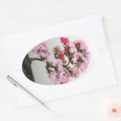 Roze bonsai-stickers ovale sticker (Envelop)