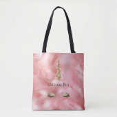 Roze Bont Gouden Sparkle Glam Eenhoorn Lichten Tote Bag (Voorkant)