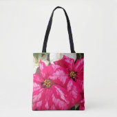 Roze bonte Poinsettia Holiday Canvas tas (Voorkant)