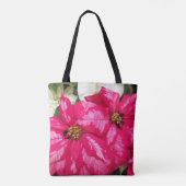 Roze bonte Poinsettia Holiday Canvas tas (Achterkant)