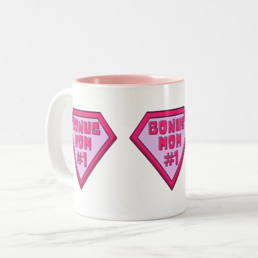 Roze bonus mam #1 Moederdag tweetone koffie Mok (Voorkant links)
