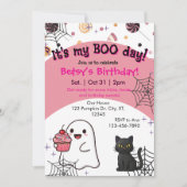 Roze Boo Dag Verjaardag Kaart (Voorkant)