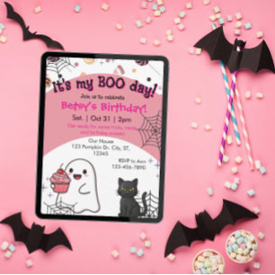 Roze Boo Dag Verjaardag Kaart