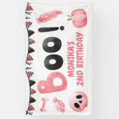 Roze Boo Twee Meisje Halloween Party 2e Verjaardag Spandoek (Verticaal)