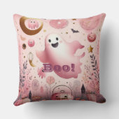 Roze Boo Vriendelijke Geest Halloween Jack o lante Kussen (Achterkant)