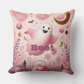 Roze Boo Vriendelijke Geest Halloween Jack o lante Kussen (Voorkant)