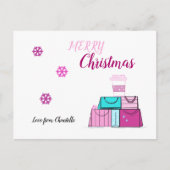 Roze boodschappenzakken voor feestdagen (Voorkant)