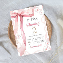 Roze boog 2e verjaardag meisje kaart