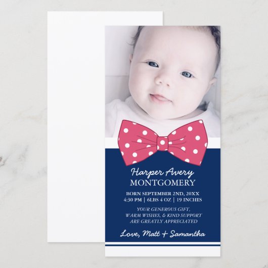 Roze boog Aangepaste foto Baby shower Dank u Bedankkaart (Voorkant / Achterkant)