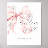Roze Boog Aangepaste Tekst Tafelkaart Winter Poster (Voorkant)