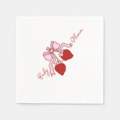roze boog aardbei Meisje Baby shower Servet (Voorkant)