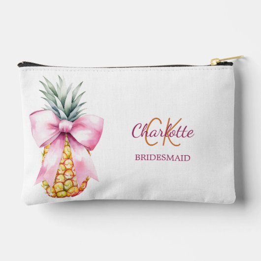 Roze boog ananas tropisch monogram bruidsmeisje etui (Achterkant)