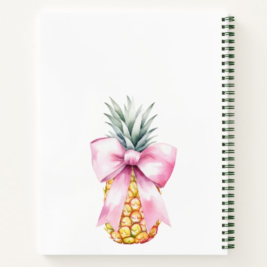 Roze boog ananas tropisch monogram notitieboek (Achterkant)