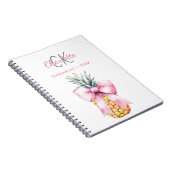 Roze boog ananas tropisch monogram notitieboek (Rechterzijde)
