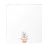 Roze boog ananas tropische naam notitieblok (Voorkant)