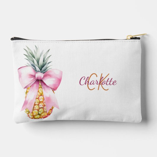 Roze boog ananas tropische zomer monogram etui (Achterkant)