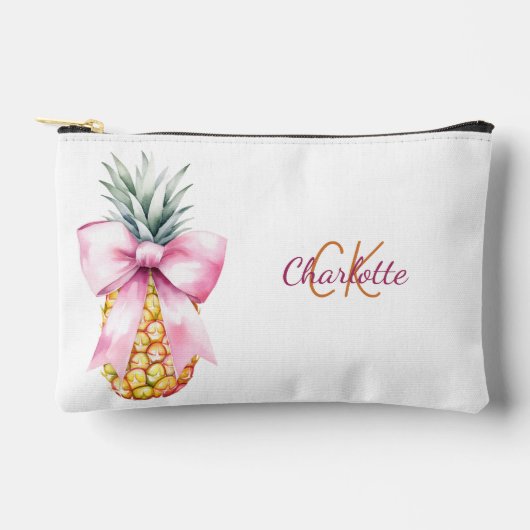 Roze boog ananas tropische zomer monogram etui (Voorkant)