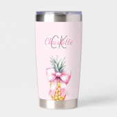 Roze boog ananas tropische zomer monogram geïsoleerde drinkbeker (Voorkant)