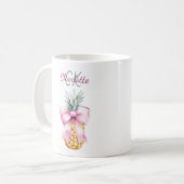 Roze boog ananas tropische zomer monogram koffiemok (Voorkant links)
