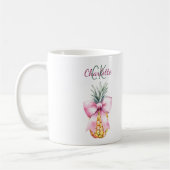 Roze boog ananas tropische zomer monogram koffiemok (Links)