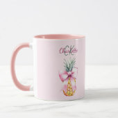 Roze boog ananas tropische zomer monogram mok (Links)