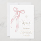 roze boog baby meisje doop kaart (Voorkant)