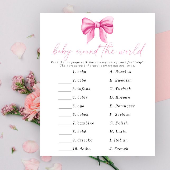 Roze boog baby shower - Baby rond de wereld spel (Creator heeft geüpload)