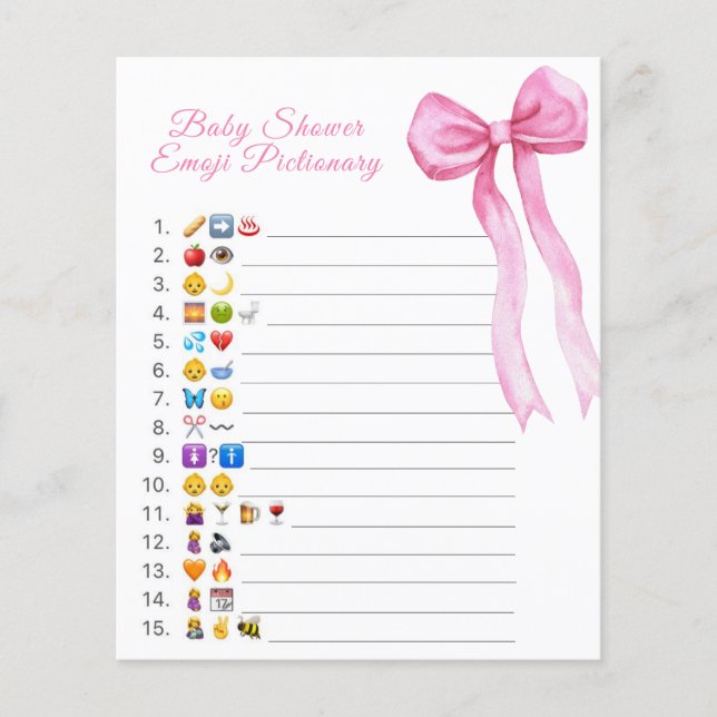 Roze boog baby shower emoji Pictionary spel (Voorkant)