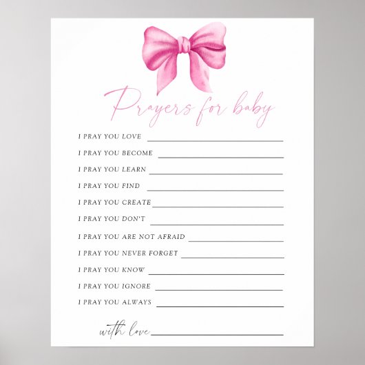 Roze boog baby shower gebeden voor baby poster (Voorkant)