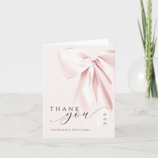 Roze boog Baby shower gevouwen dank u kaart (Voorkant)