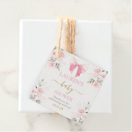 roze boog Baby shower meisje Bedankjes Labels