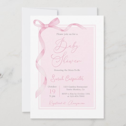 roze boog Baby shower meisje Kaart (Voorkant)